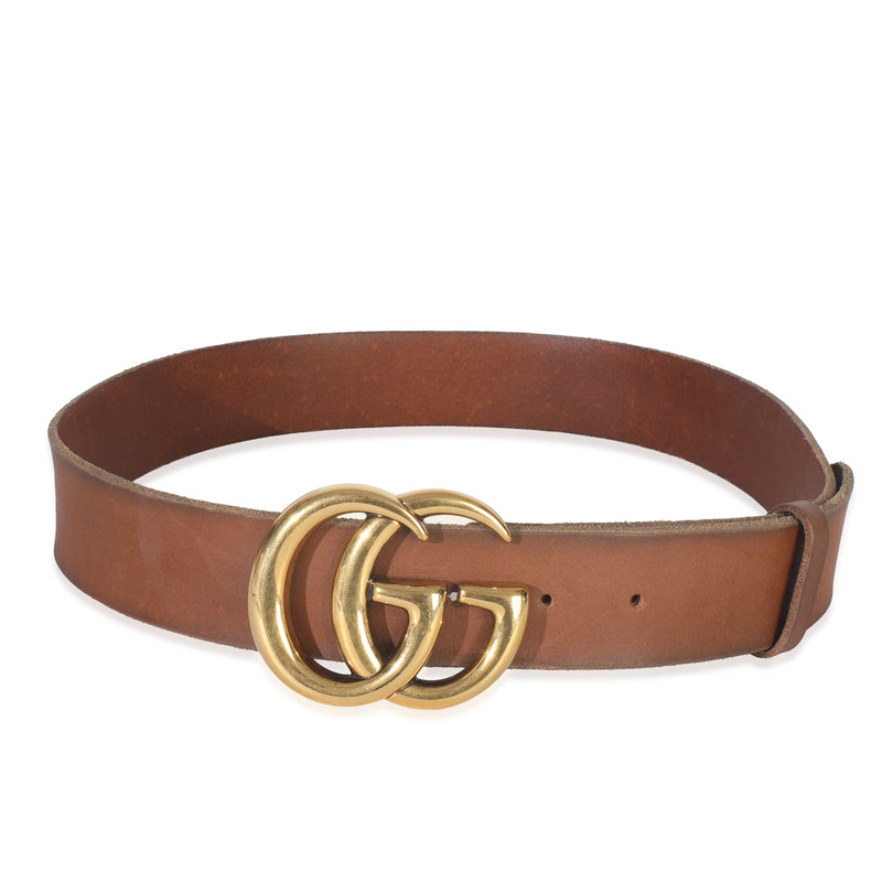 Brown Cuir Faded Calfskin Double G Belt 85/34