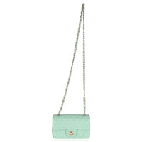 Light Green Quilted Lambskin Mini Rectangular Flap Bag