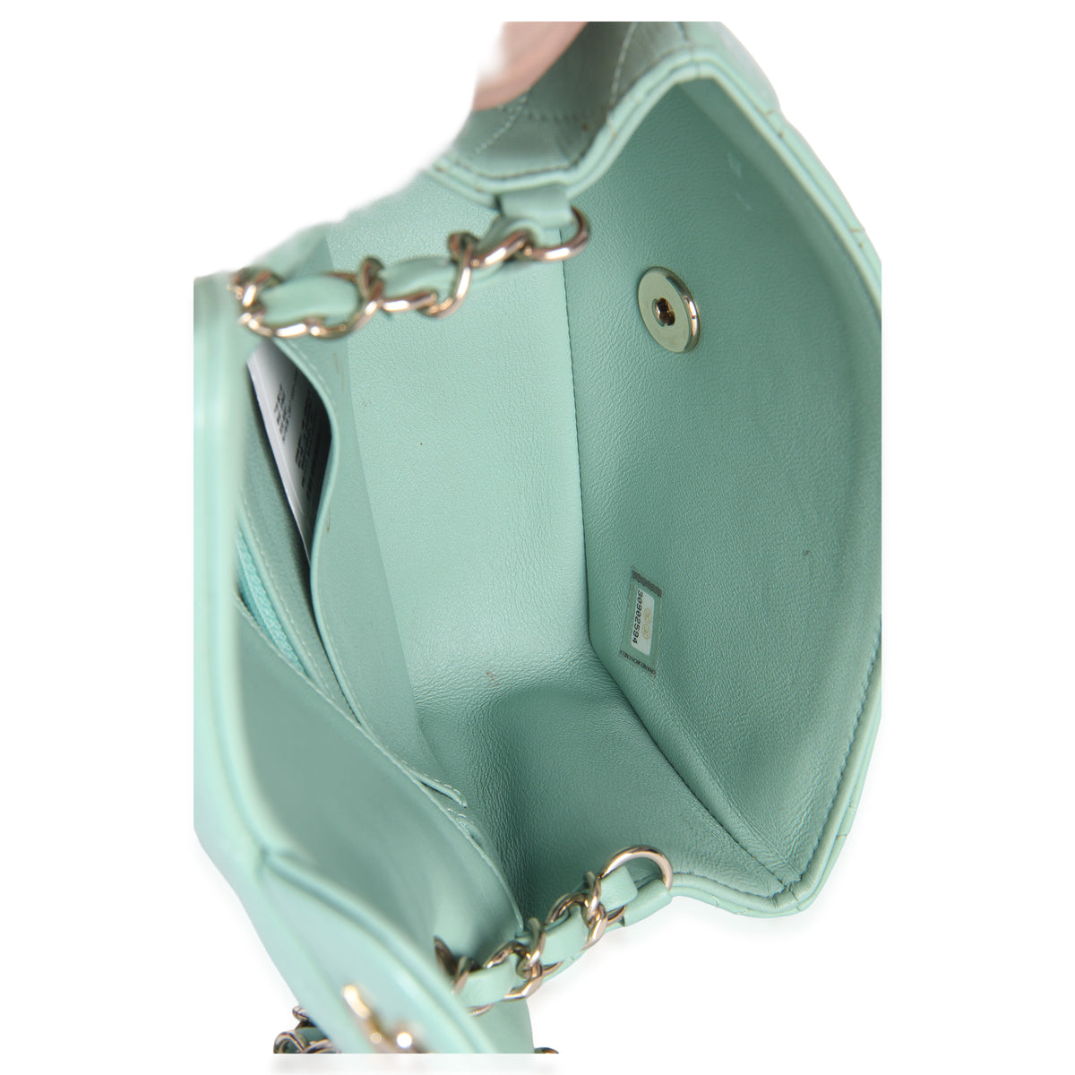Light Green Quilted Lambskin Mini Rectangular Flap Bag