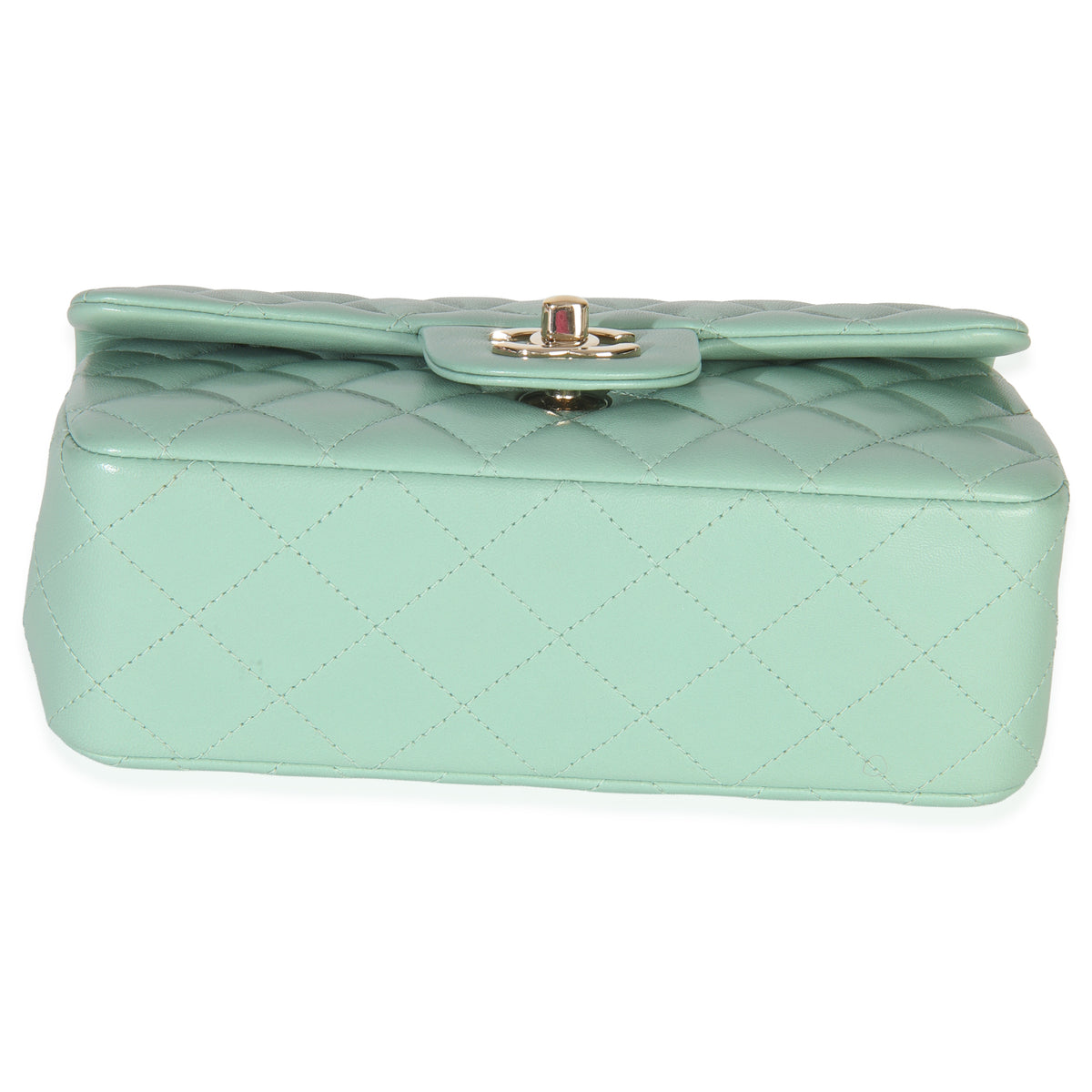 Light Green Quilted Lambskin Mini Rectangular Flap Bag