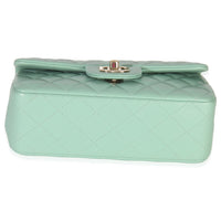 Light Green Quilted Lambskin Mini Rectangular Flap Bag