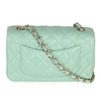 Light Green Quilted Lambskin Mini Rectangular Flap Bag