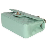 Light Green Quilted Lambskin Mini Rectangular Flap Bag