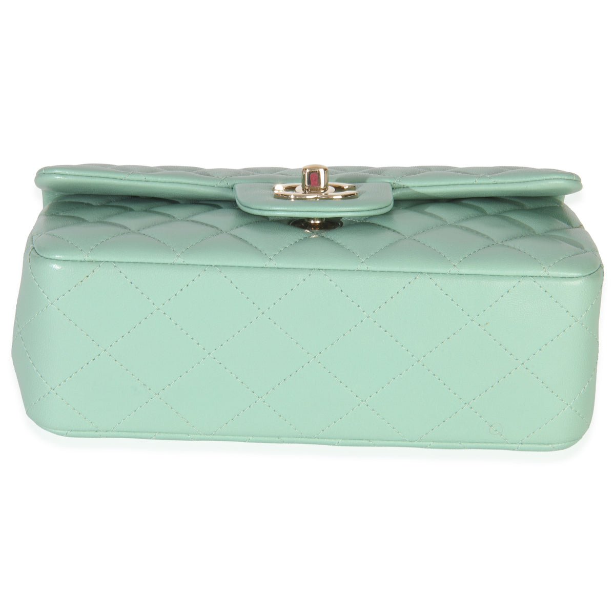 Light Green Quilted Lambskin Mini Rectangular Flap Bag