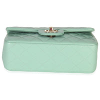 Light Green Quilted Lambskin Mini Rectangular Flap Bag