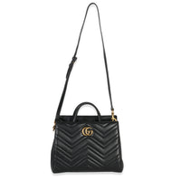Gucci Black Matelasse Calfskin Small Marmont Top Handle Tote Handbag av