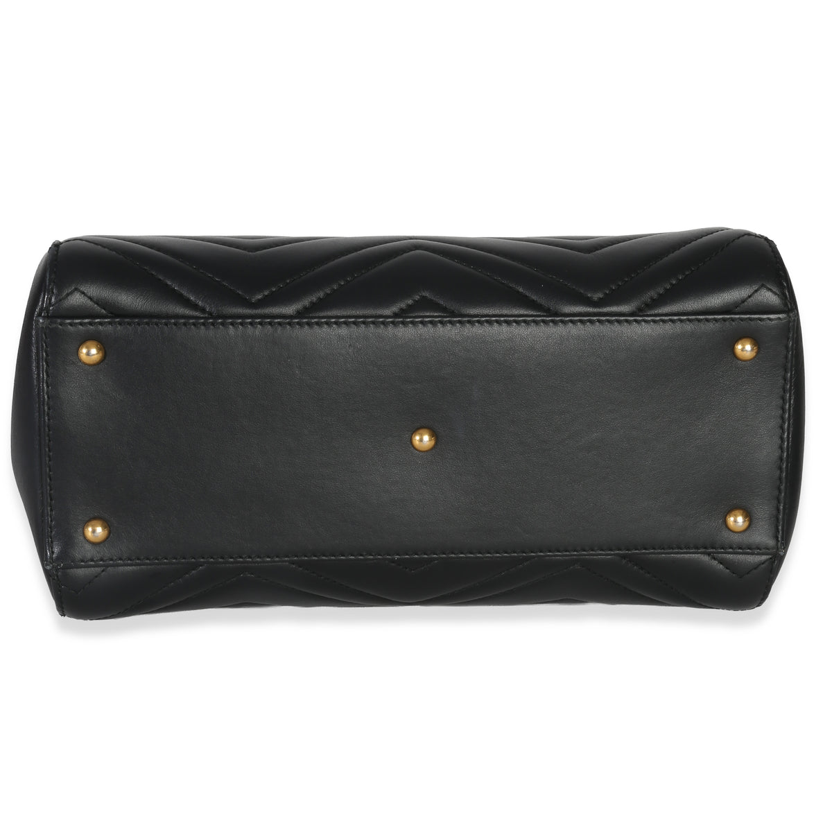 Gucci Black Matelasse Calfskin Small Marmont Top Handle Tote Handbag stamp