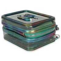 Green Iridescent PVC Small Filigree Vanity Case