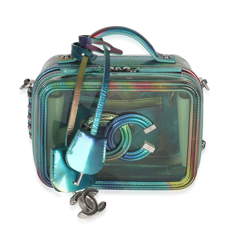 Green Iridescent PVC Small Filigree Vanity Case