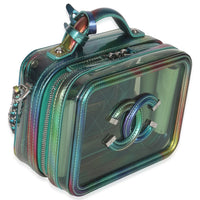 Green Iridescent PVC Small Filigree Vanity Case
