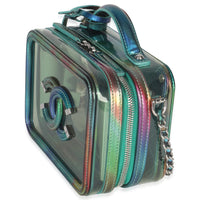 Green Iridescent PVC Small Filigree Vanity Case