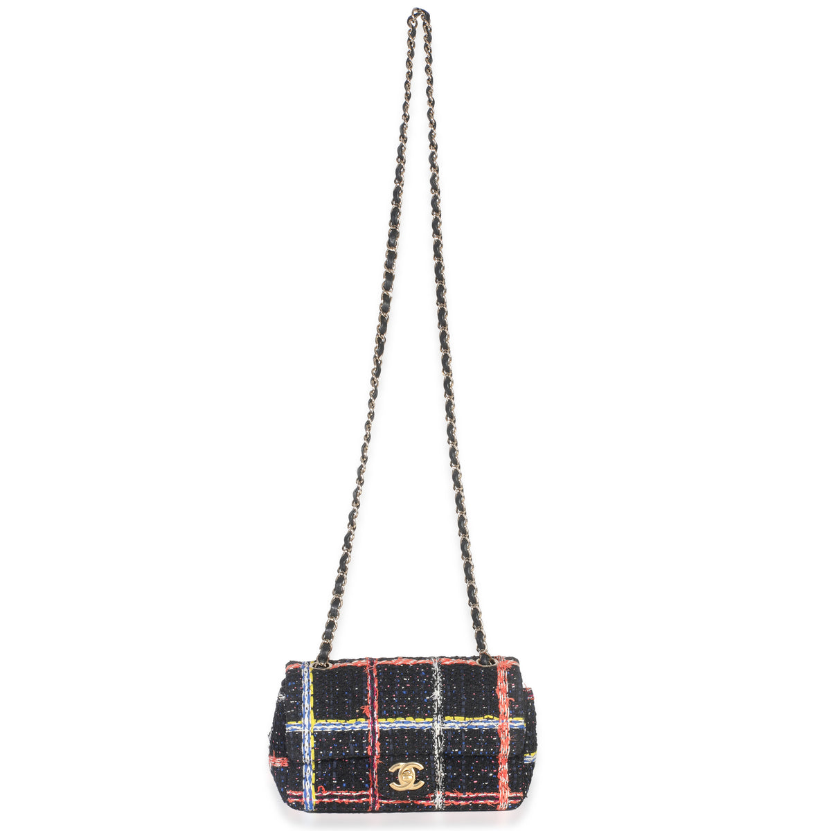 Black Multicolor Quilted Tweed Mini Rectangular Flap Bag