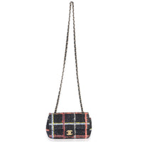 Black Multicolor Quilted Tweed Mini Rectangular Flap Bag