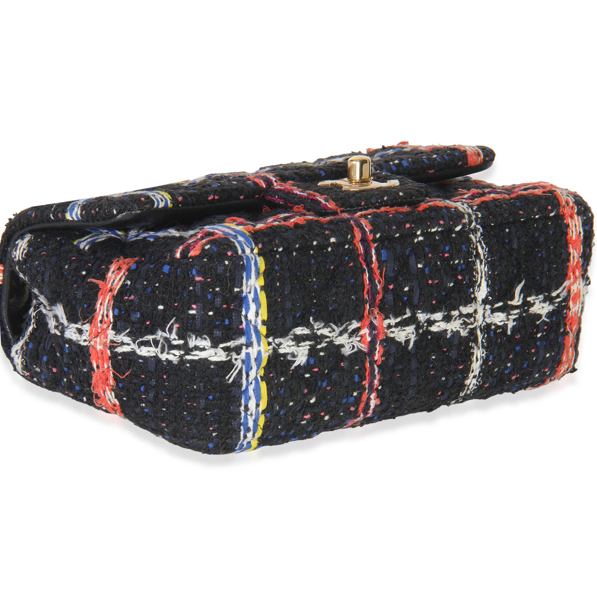 Black Multicolor Quilted Tweed Mini Rectangular Flap Bag