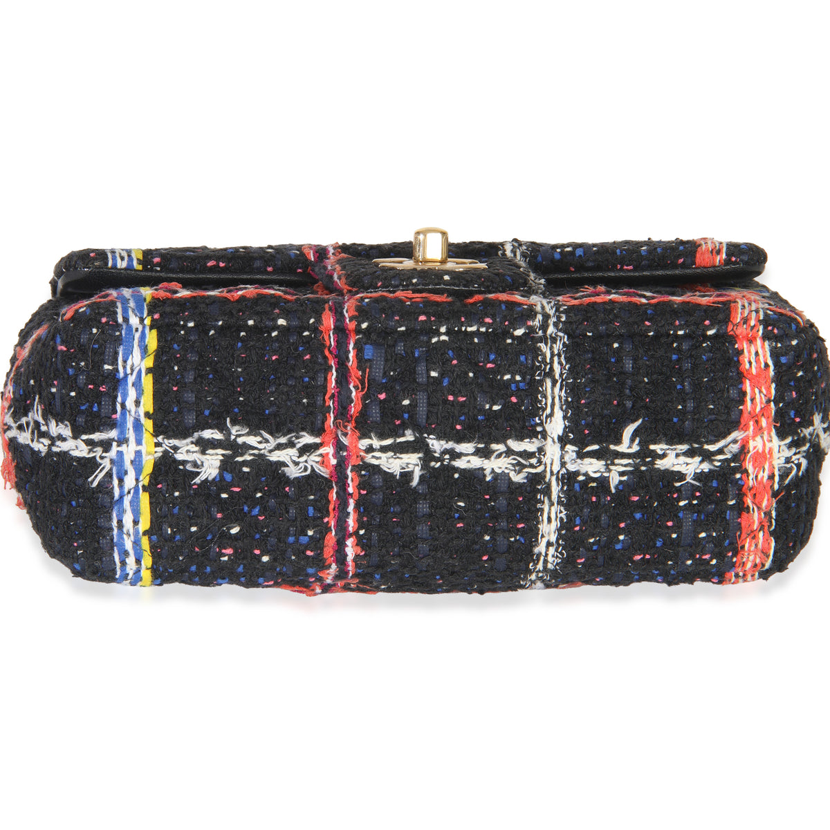 Black Multicolor Quilted Tweed Mini Rectangular Flap Bag