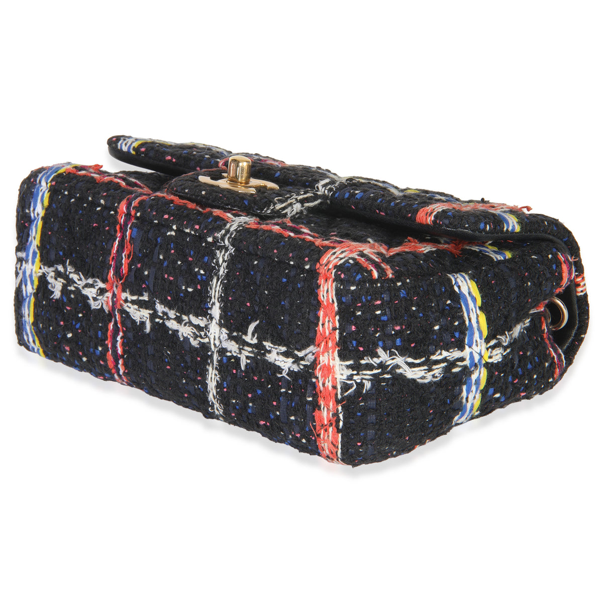 Black Multicolor Quilted Tweed Mini Rectangular Flap Bag
