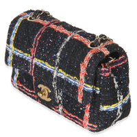 Black Multicolor Quilted Tweed Mini Rectangular Flap Bag