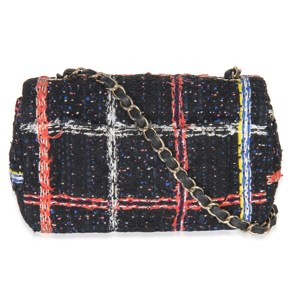 Black Multicolor Quilted Tweed Mini Rectangular Flap Bag