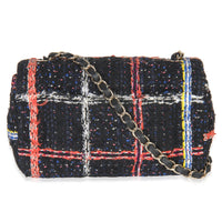 Black Multicolor Quilted Tweed Mini Rectangular Flap Bag