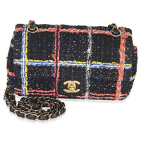 Black Multicolor Quilted Tweed Mini Rectangular Flap Bag