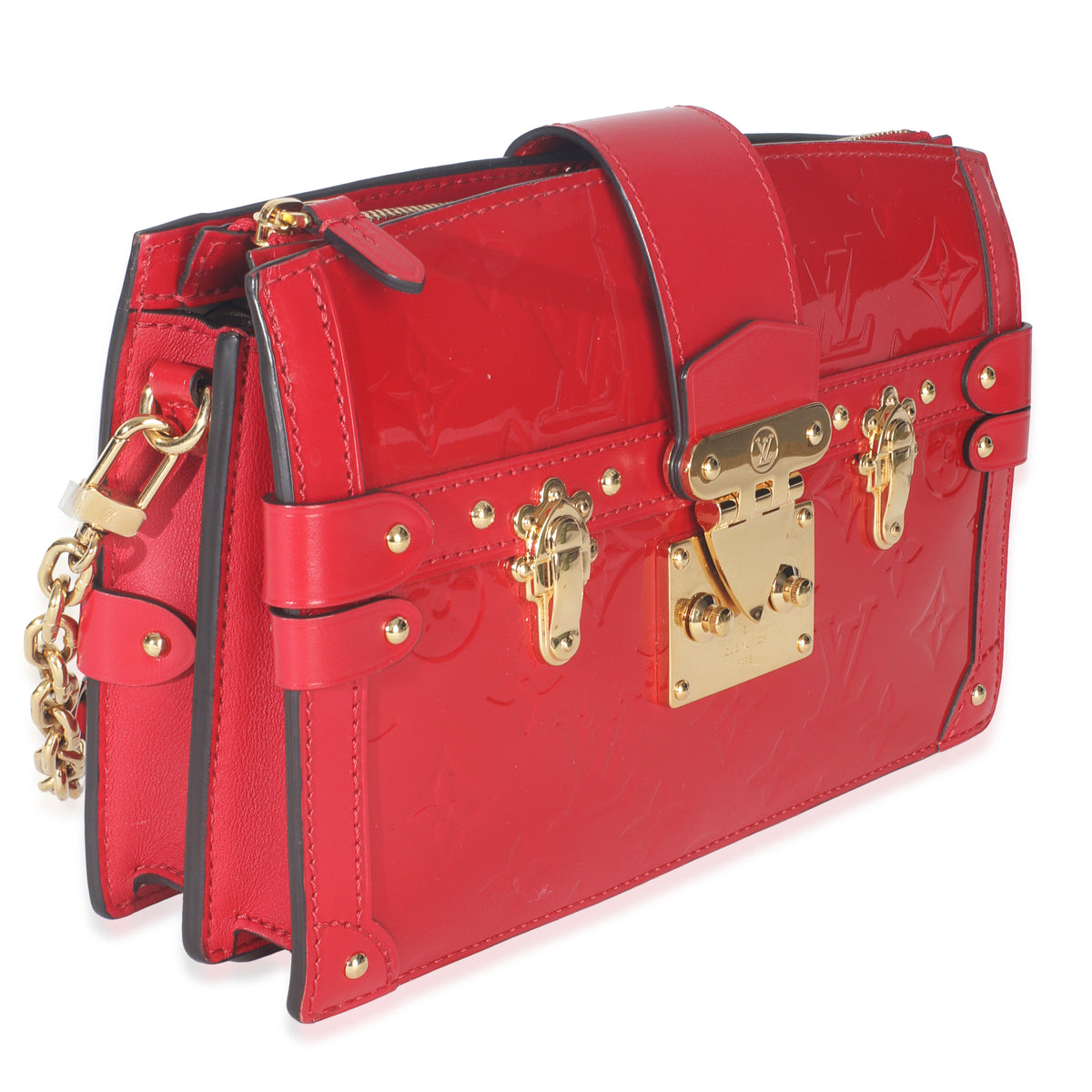 Cherry Monogram Vernis Trunk Clutch Bag