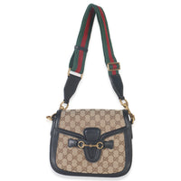 Black Beige GG Canvas Medium Lady Web Shoulder Bag
