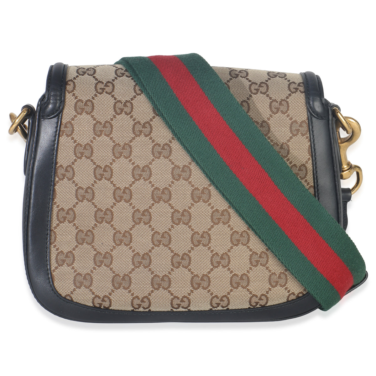 Black Beige GG Canvas Medium Lady Web Shoulder Bag