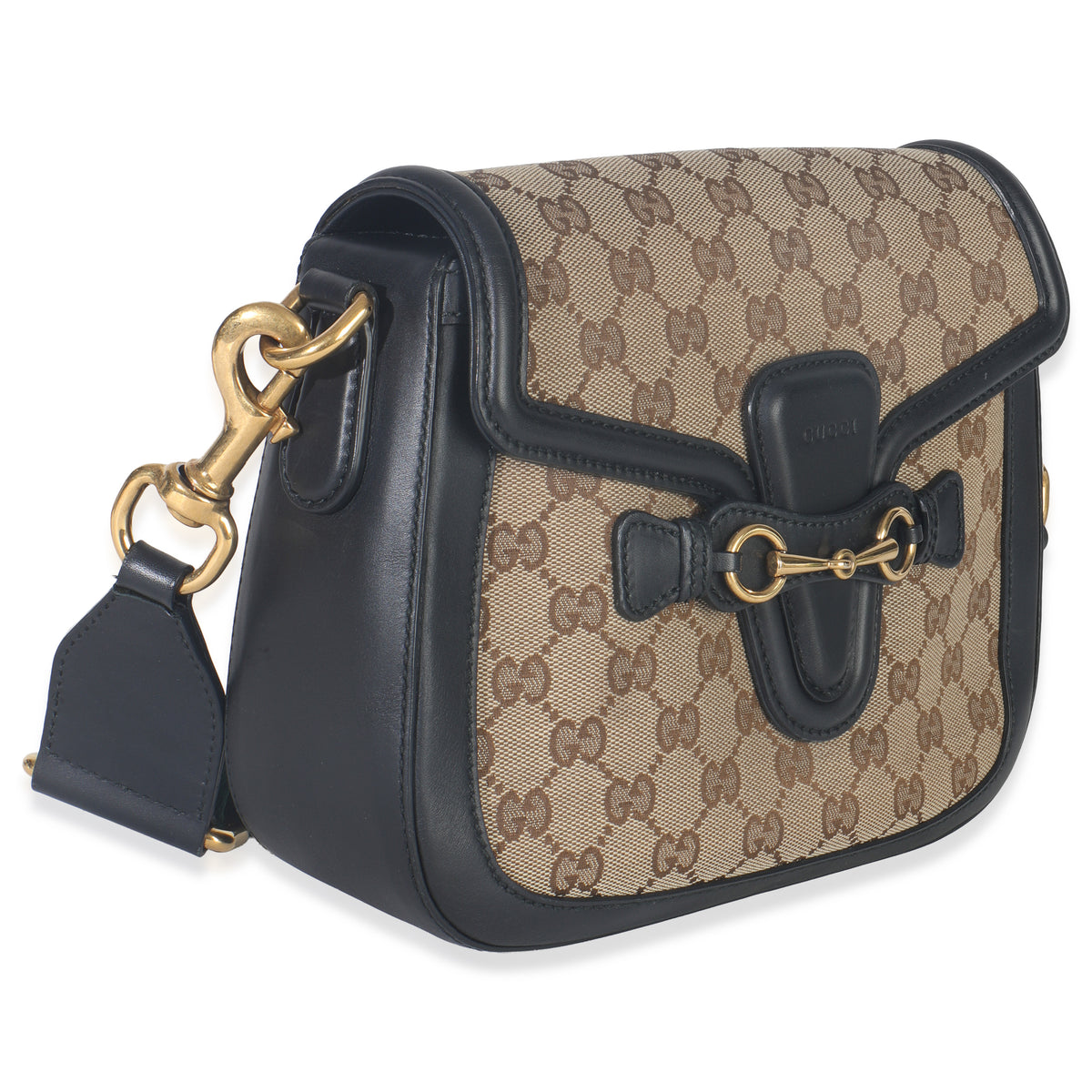 Black Beige GG Canvas Medium Lady Web Shoulder Bag