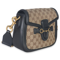 Black Beige GG Canvas Medium Lady Web Shoulder Bag