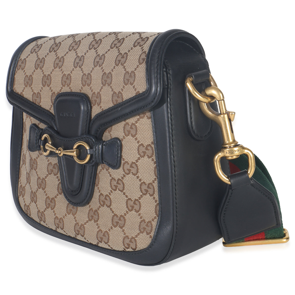 Black Beige GG Canvas Medium Lady Web Shoulder Bag