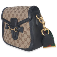 Black Beige GG Canvas Medium Lady Web Shoulder Bag