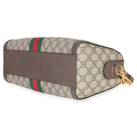 Beige GG Monogram Canvas Web Medium Ophidia Boston Bag
