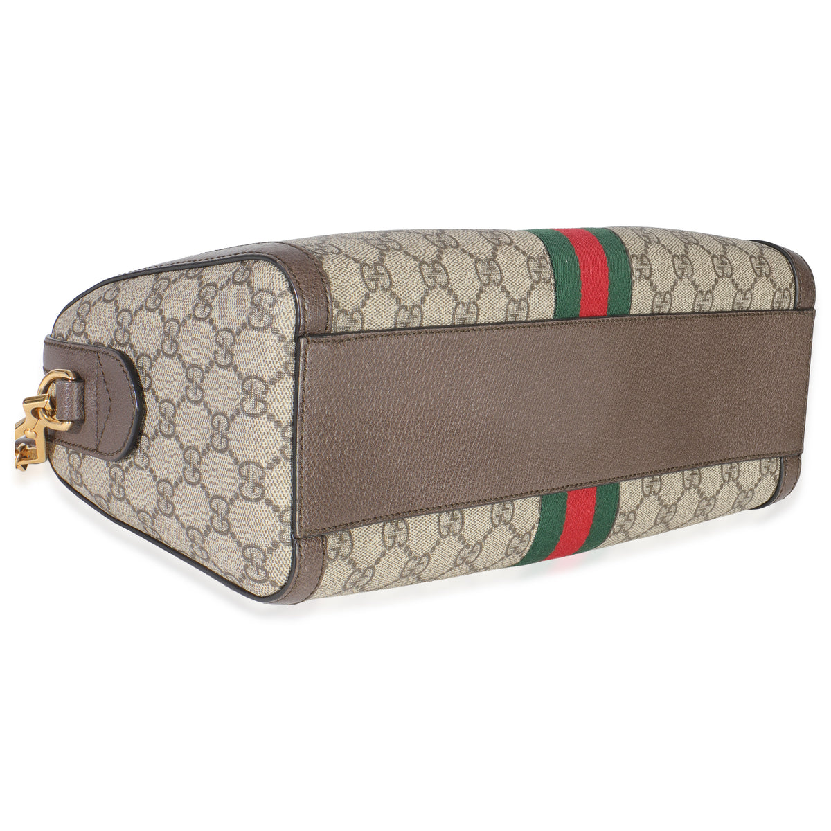 Beige GG Monogram Canvas Web Medium Ophidia Boston Bag