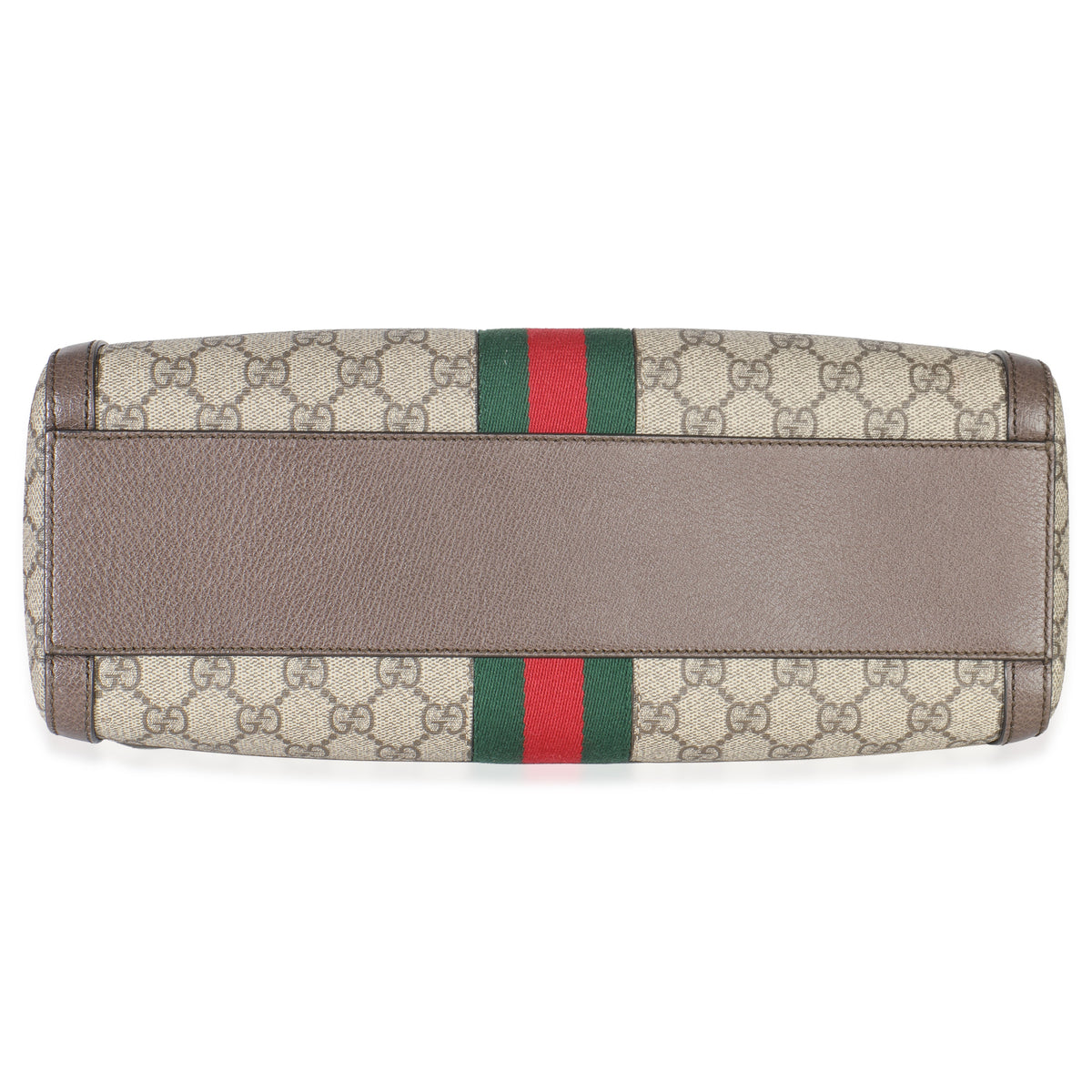 Beige GG Monogram Canvas Web Medium Ophidia Boston Bag