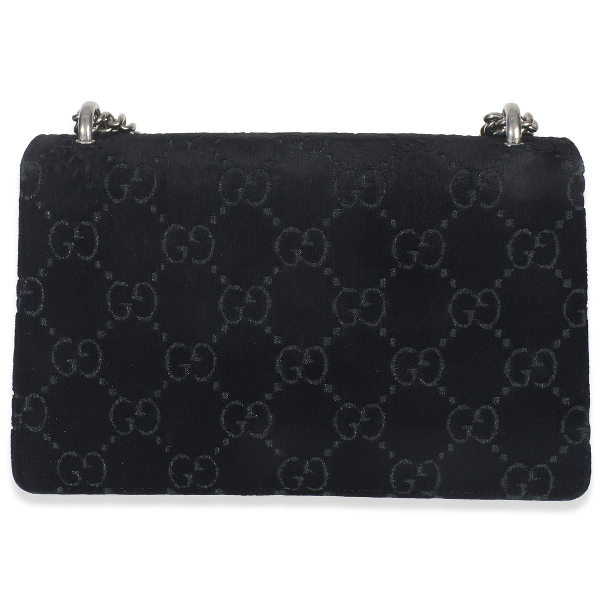 Gucci Black GG Embossed Velvet Small Dionysus Chain Bag Handbag bv