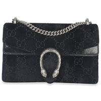 Gucci Black GG Embossed Velvet Small Dionysus Chain Bag Handbag fv