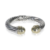 Yellow Gold & Sterling Silver  10mm Hinged Cable Bracelet