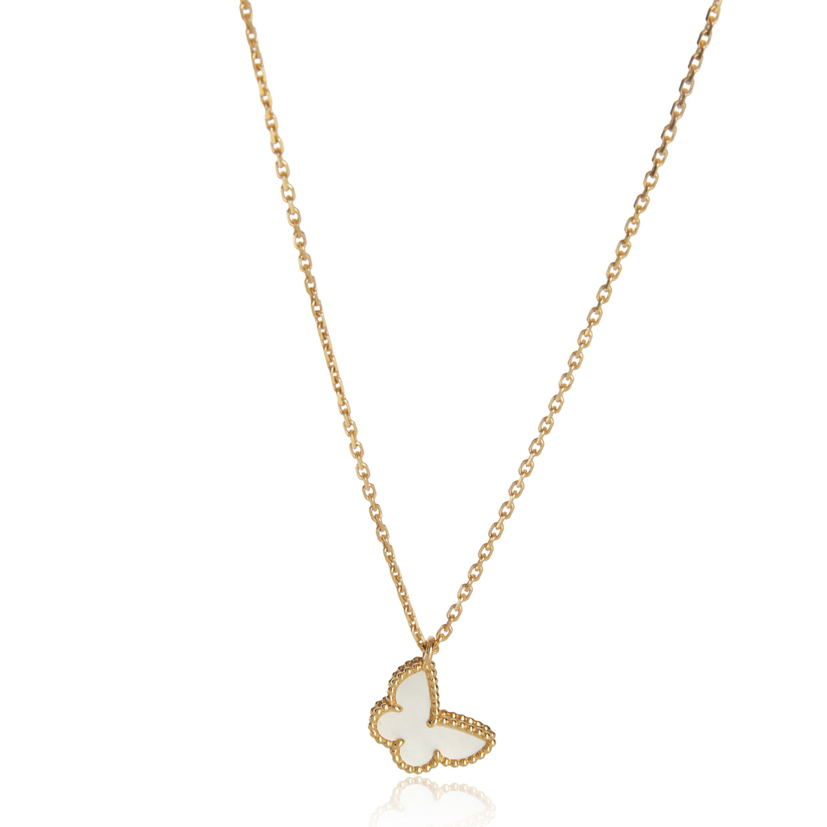 Yellow Gold Mother Of Pearl Sweet Butterflies Pendant