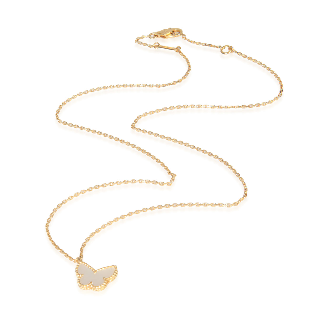 Yellow Gold Mother Of Pearl Sweet Butterflies Pendant