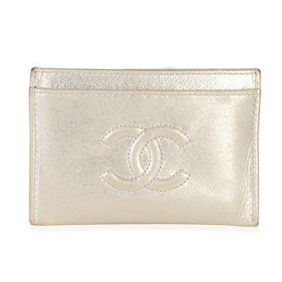 Silver Metallic Calfskin Timeless CC Card Holder