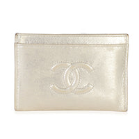 Silver Metallic Calfskin Timeless CC Card Holder