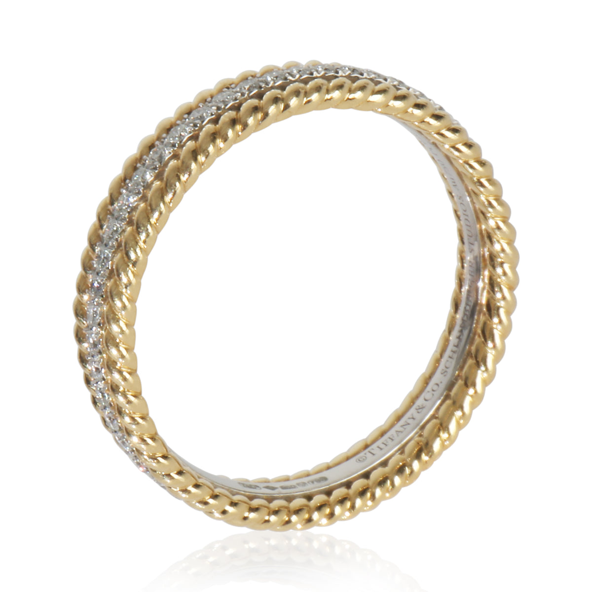 Yellow Gold & Platinum Diamond Schlumberger Rope Ring
