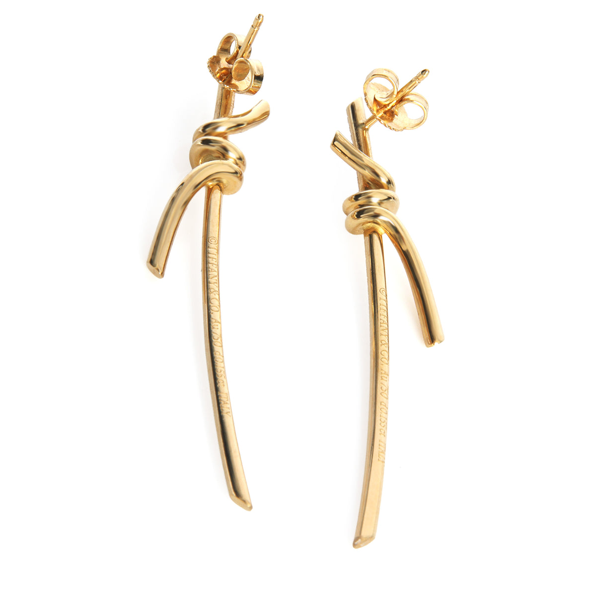 Yellow Gold Diamond Knot Drop Earrings