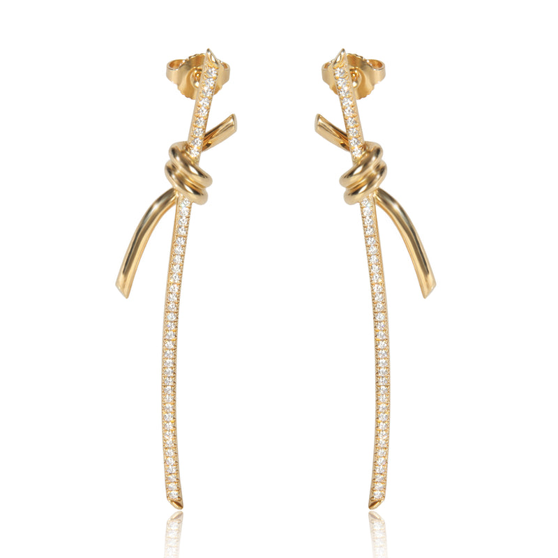 Yellow Gold Diamond Knot Drop Earrings