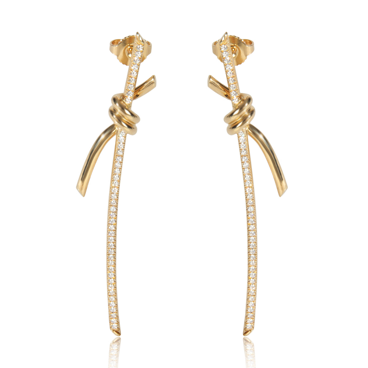 Yellow Gold Diamond Knot Drop Earrings