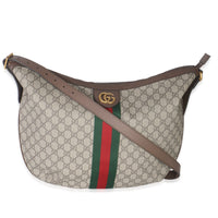 Beige GG Canvas Large Ophidia Half Moon Hobo