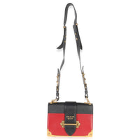 Prada Red Black City Calfskin Saffiano Cahier Bag Handbag av