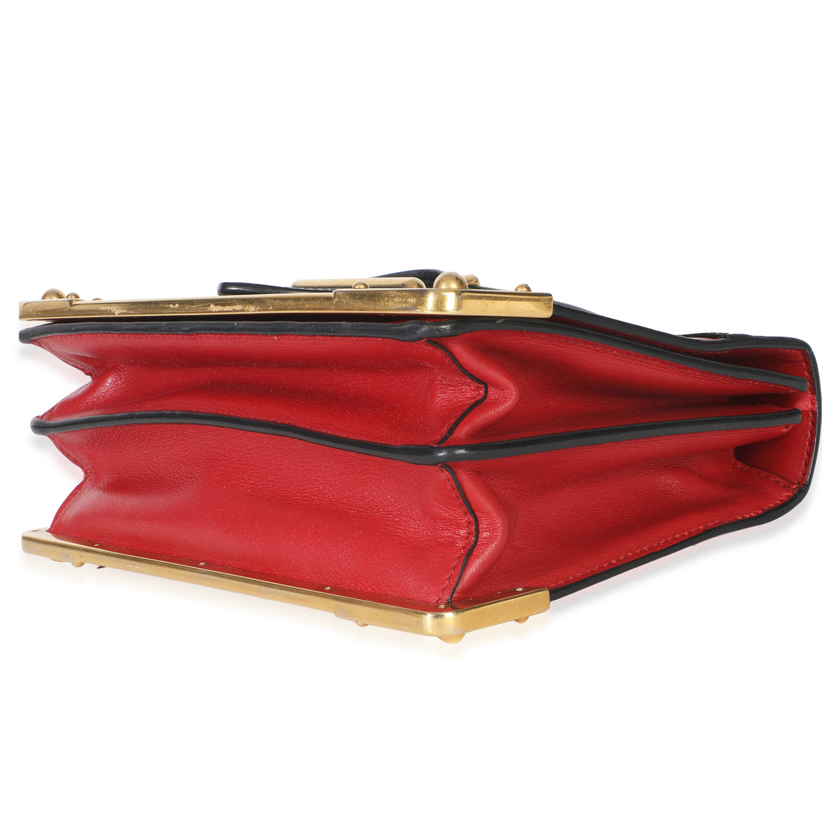 Prada Red Black City Calfskin Saffiano Cahier Bag Handbag box