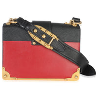 Prada Red Black City Calfskin Saffiano Cahier Bag Handbag bv