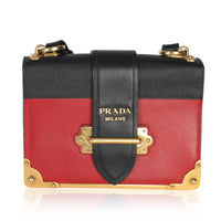 Prada Red Black City Calfskin Saffiano Cahier Bag Handbag fv